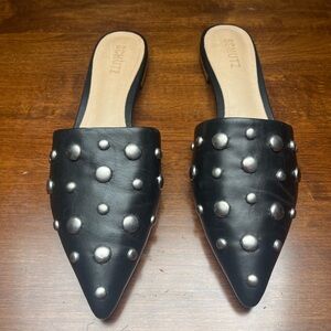 Schutz womens size 11B black with silver stud mules